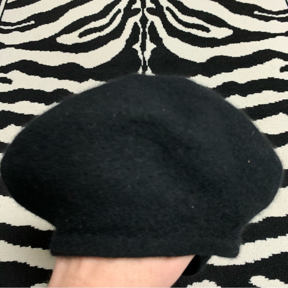 Wool Beret Hat Black One Size - Picture 4 of 10